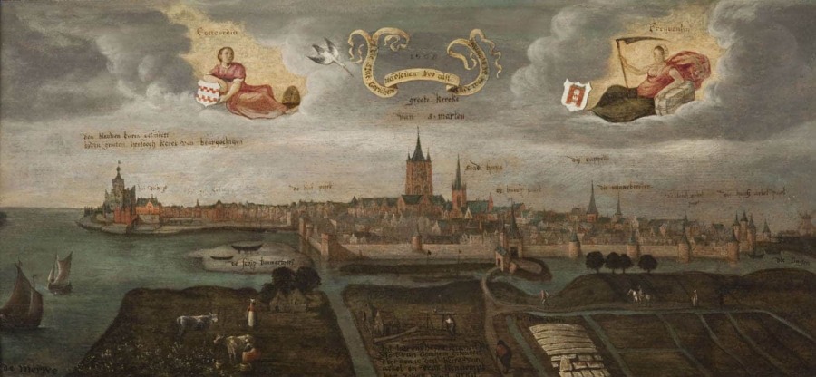 Gorinchem vanuit het oosten, anoniem, 1568, Gorcums Museum, inv. nr. 2347