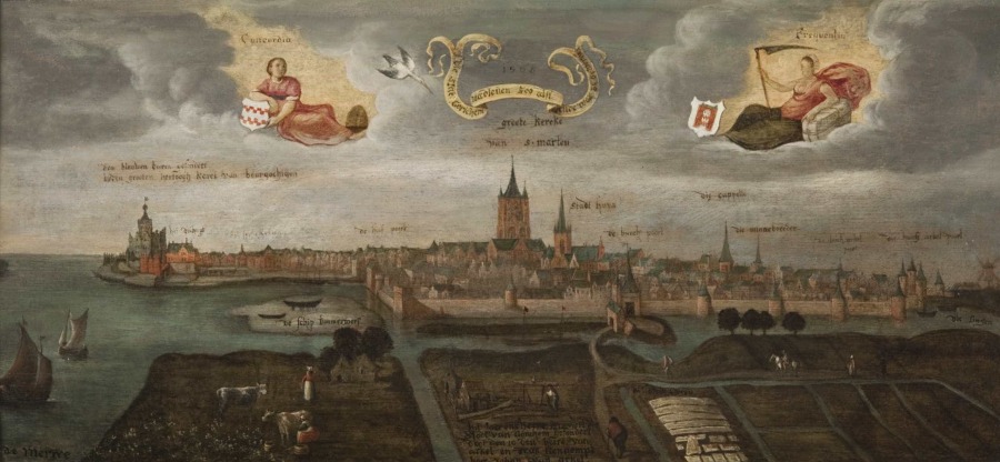 Gorinchem vanuit het oosten, anoniem paneel (1568)