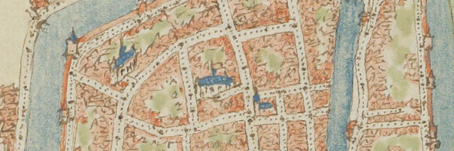 Detail kaart omgeving Varkenmarkt Jacob Deventer ca. 1558
