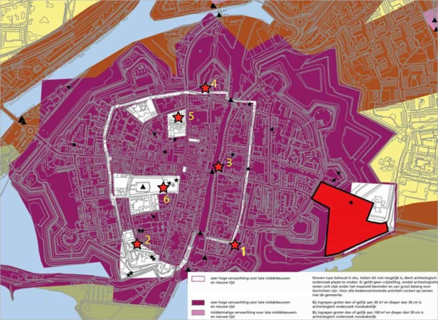 Overzicht boringen ondergrondse containers binnenstad Gorinchem