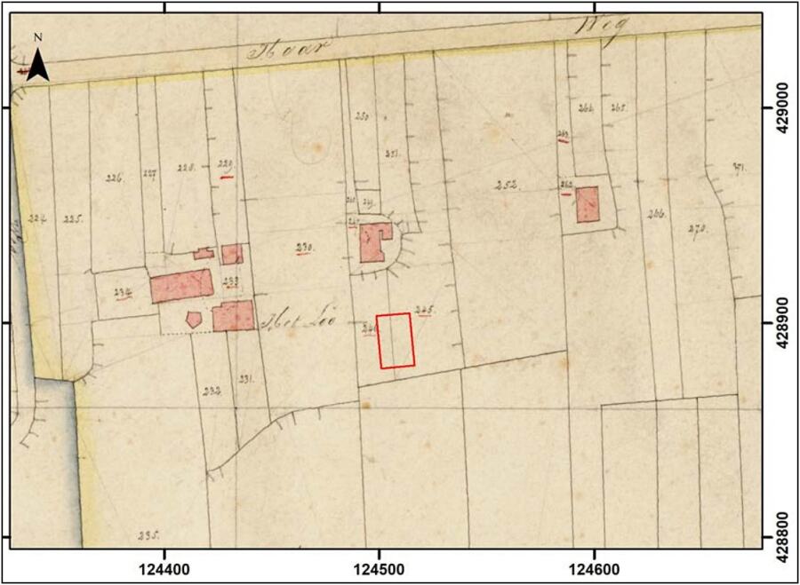 Uitsnede kadastrale minuut Gorinchem 1811-1832 met het plangebied Haarweg 85