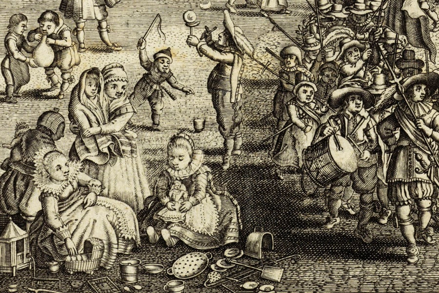 Haagse kinderen spelend op het Lange Voorhout (detail) door Experiens Sillemans (ca. 1642)