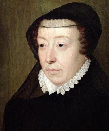 Vroege vorm van een plooikraag voor een vrouw, circa 1570.